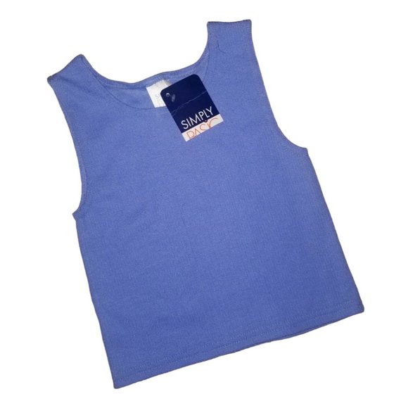 NWT Simply Basic Women's Blue Round Neck Sleeveless Knitted Tank Top Size 14/16 - Picture 1 of 4